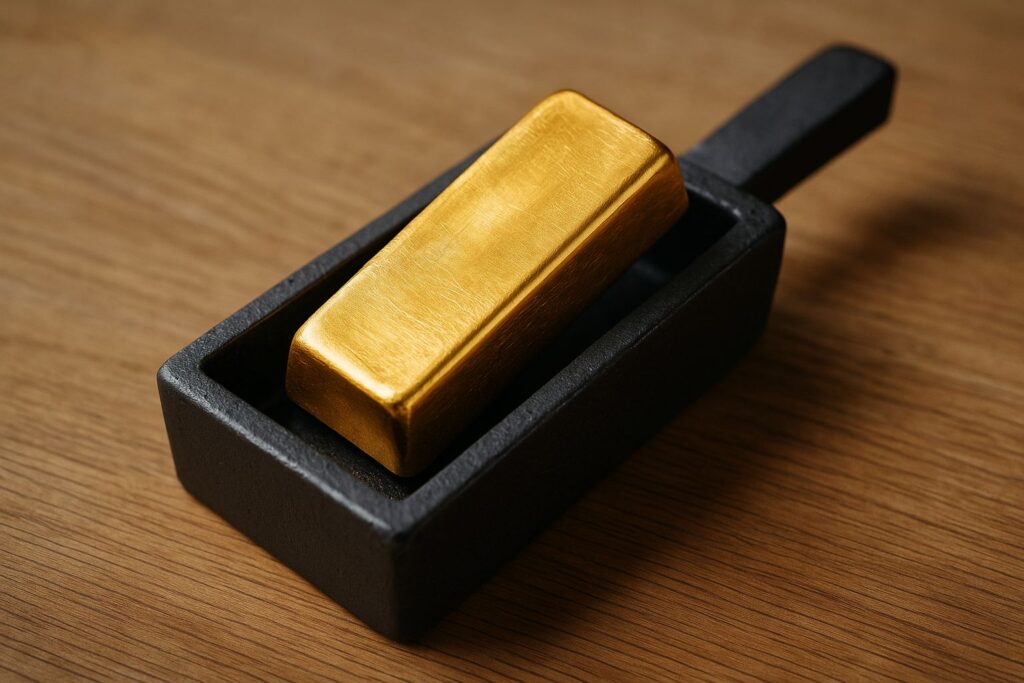 Postanställd hanterar guldmynt och tacka vid en brevlåda